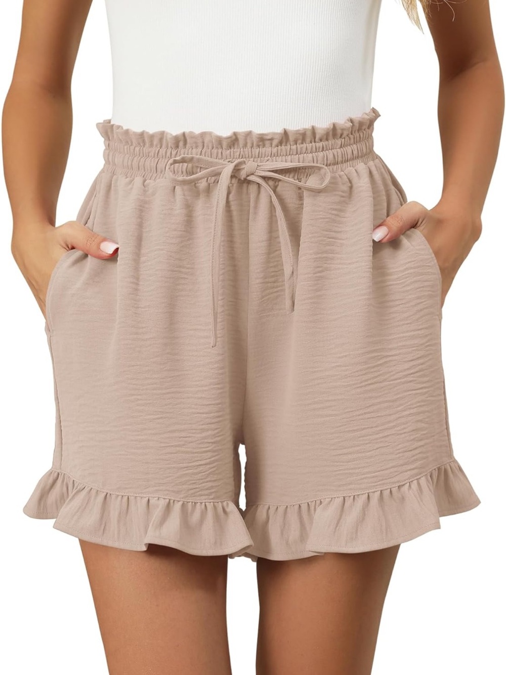 Ruffle Hem High Waist Shorts